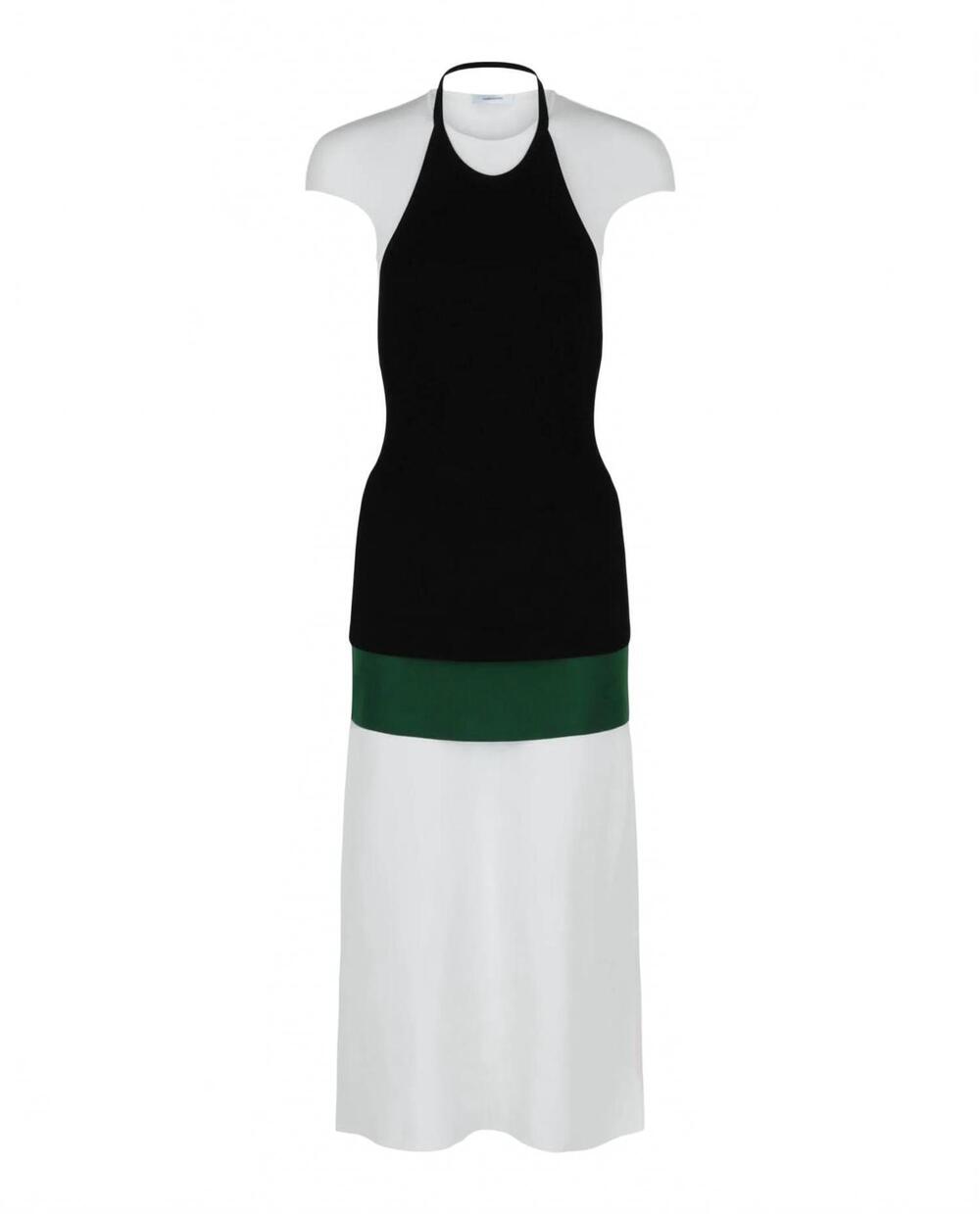 NEW SALVATORE FERRAGAMO women's layered midi dress in white